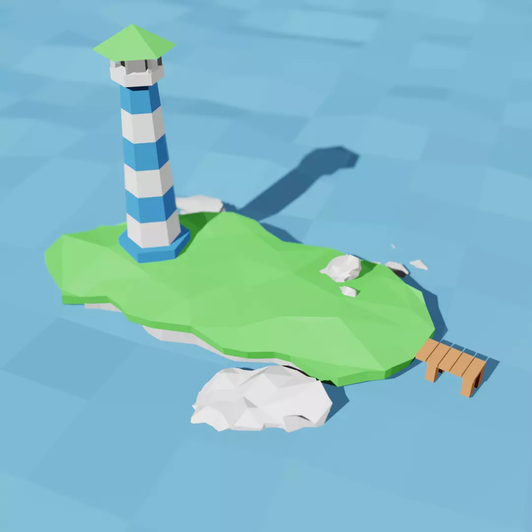island with a lighthouse 3D model_0