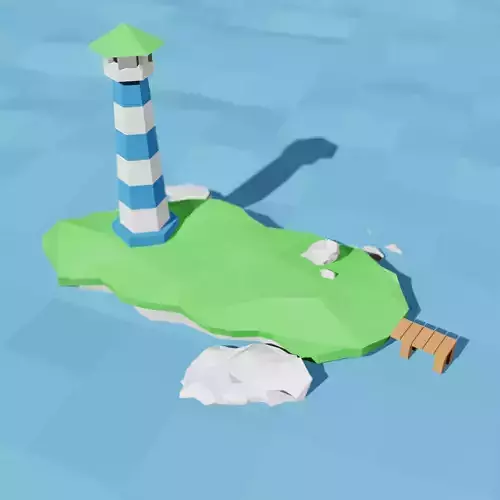 island with a lighthouse 3D model