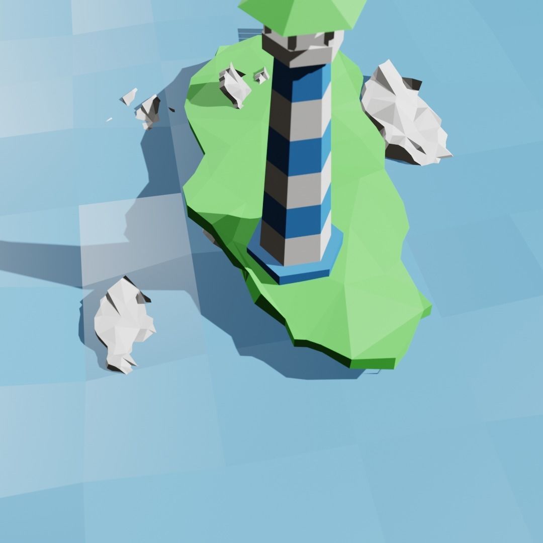 island with a lighthouse 3D model_3