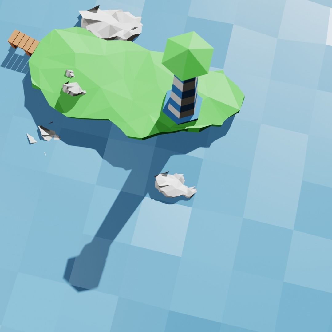 island with a lighthouse 3D model_2