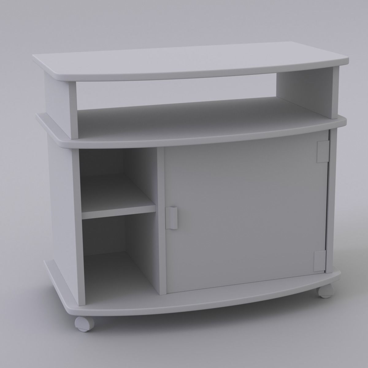 Wheeled TV stand 3D model_2