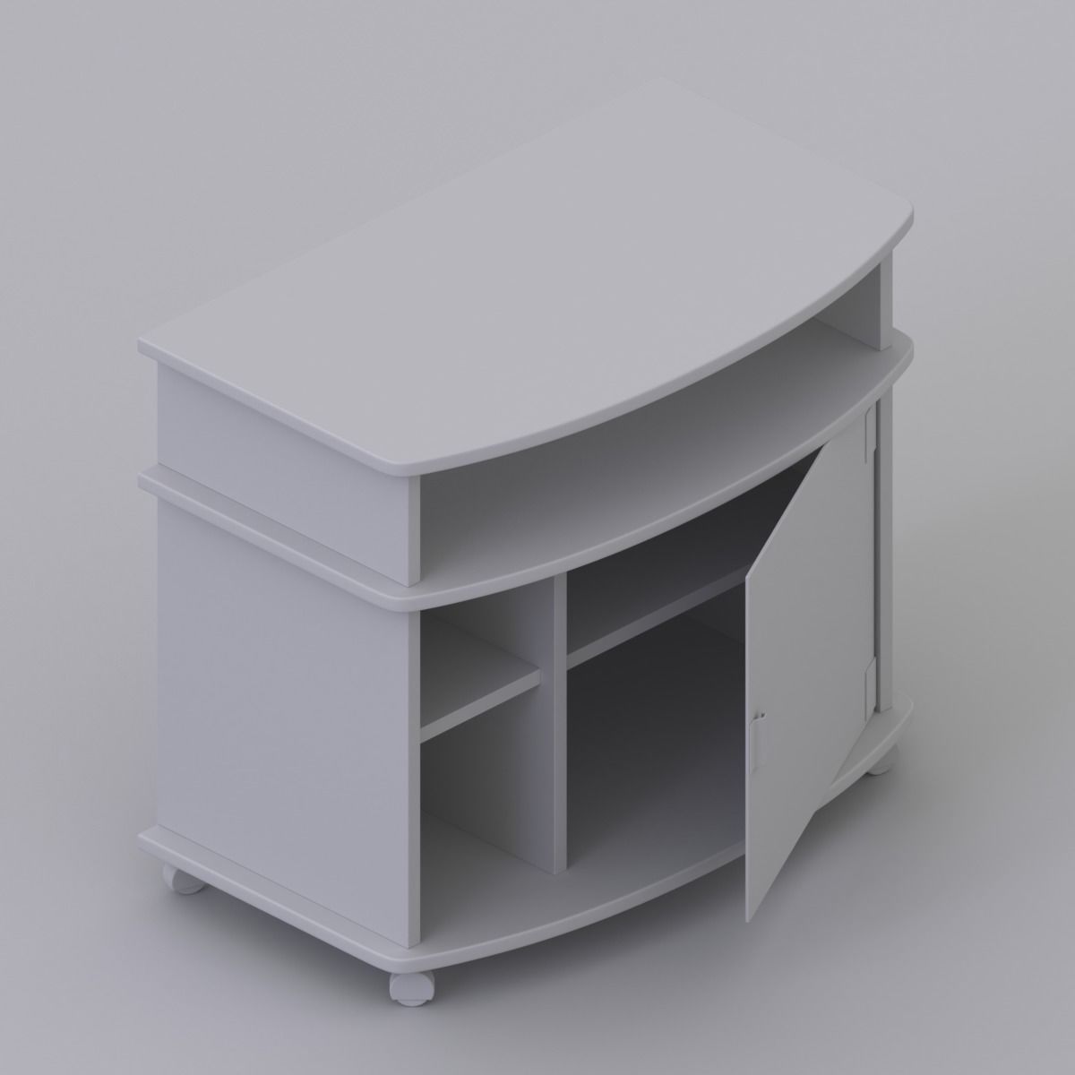 Wheeled TV stand 3D model_7