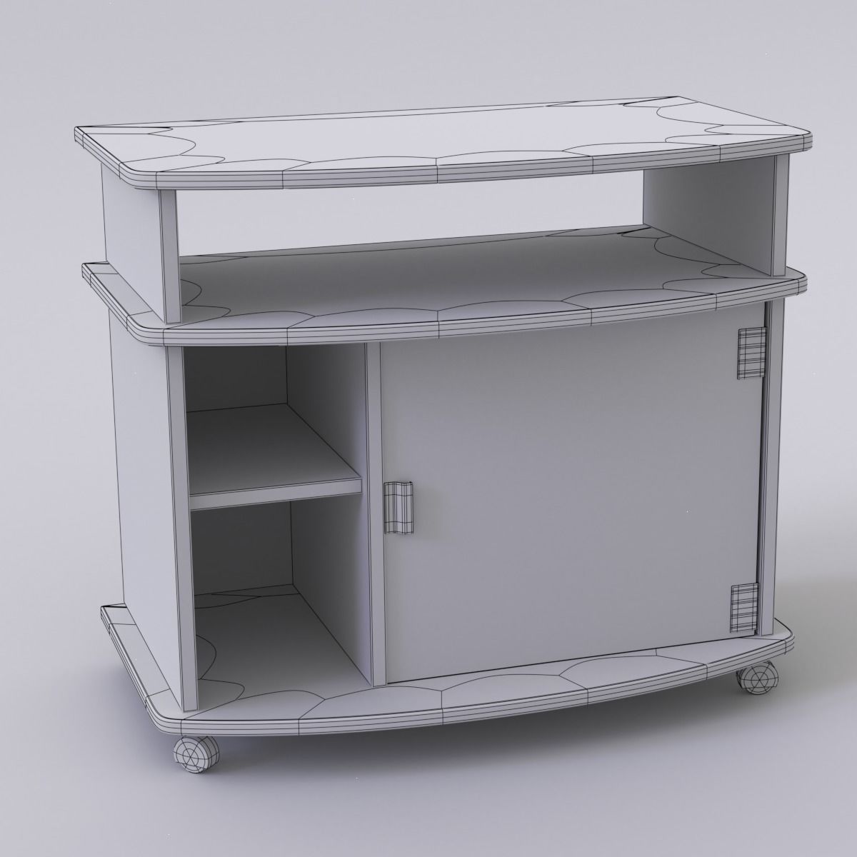 Wheeled TV stand 3D model_8