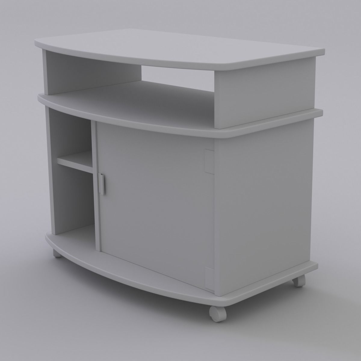 Wheeled TV stand 3D model_4