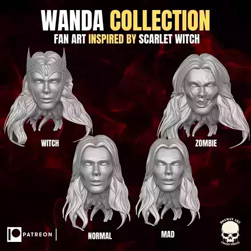 Wanda Collection fan art heads inspired by Scarlet Witch