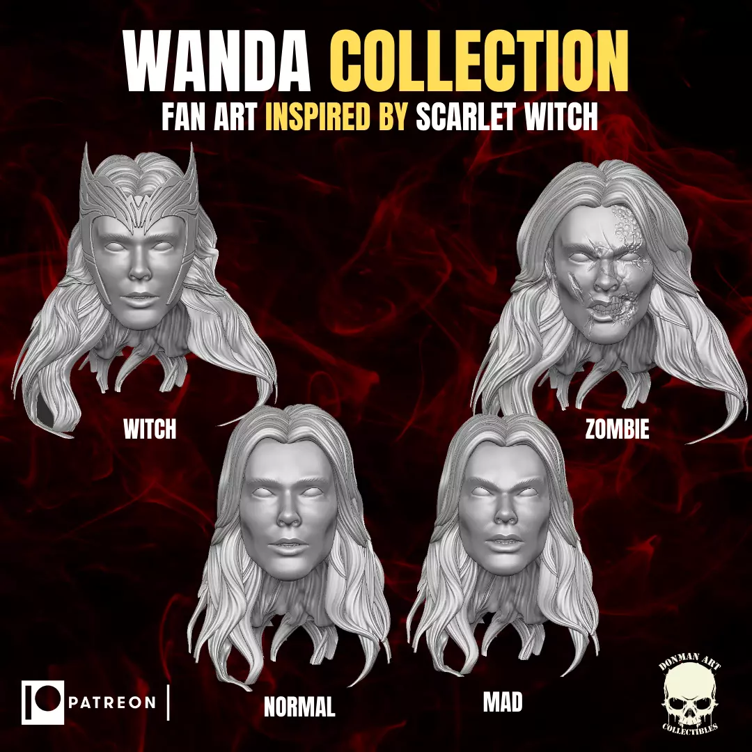 Wanda Collection fan art heads inspired by Scarlet Witch 3D print model_0