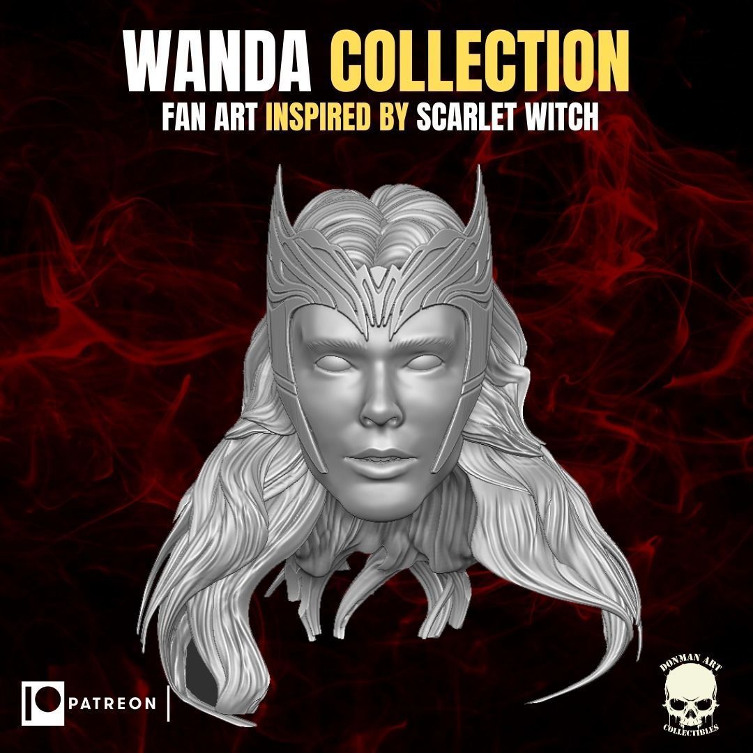Wanda Collection fan art heads inspired by Scarlet Witch 3D print model_11