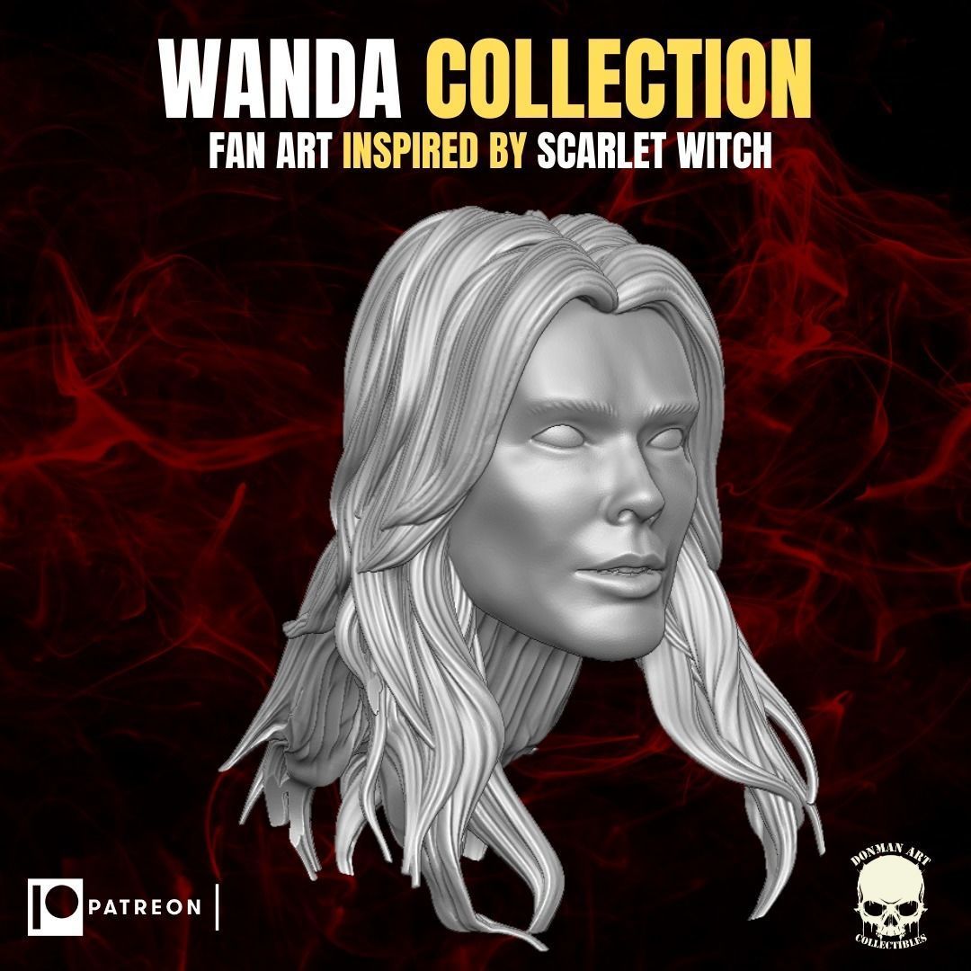 Wanda Collection fan art heads inspired by Scarlet Witch 3D print model_4