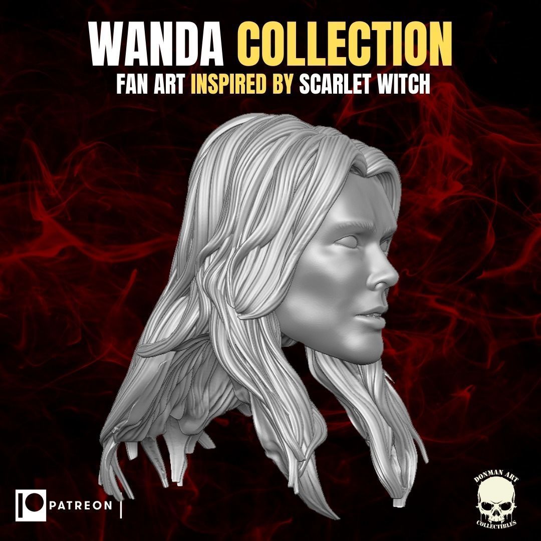 Wanda Collection fan art heads inspired by Scarlet Witch 3D print model_2