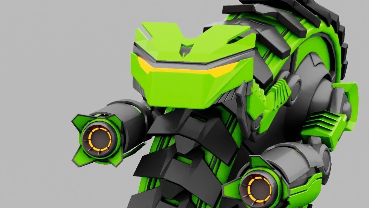 DRAGON BOT rigged - animated 3D model_5
