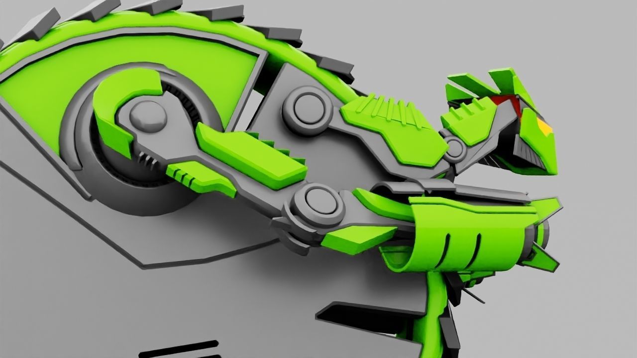 DRAGON BOT rigged - animated 3D model_4
