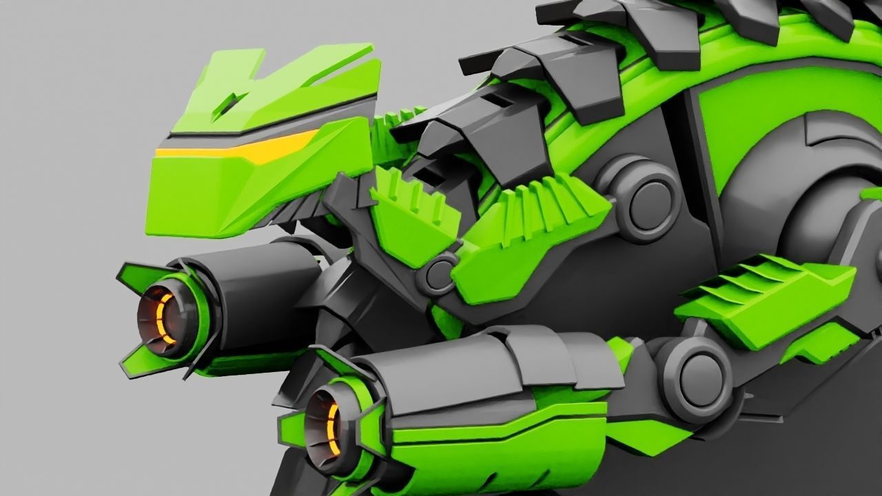 DRAGON BOT rigged - animated 3D model_6