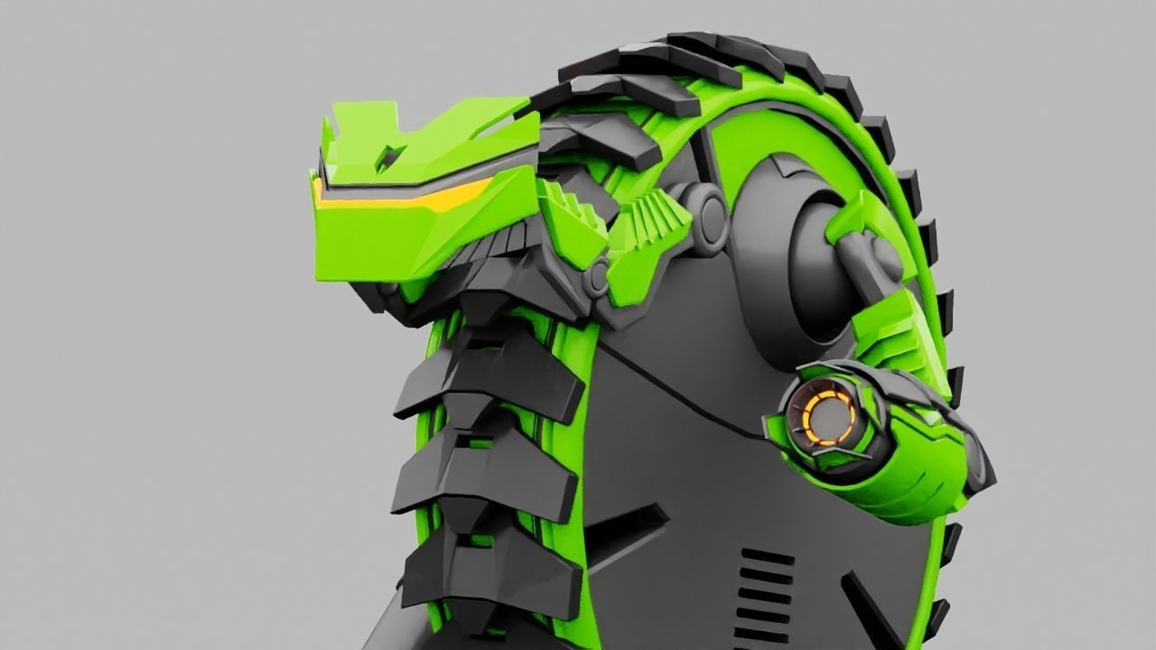 DRAGON BOT rigged - animated 3D model_11