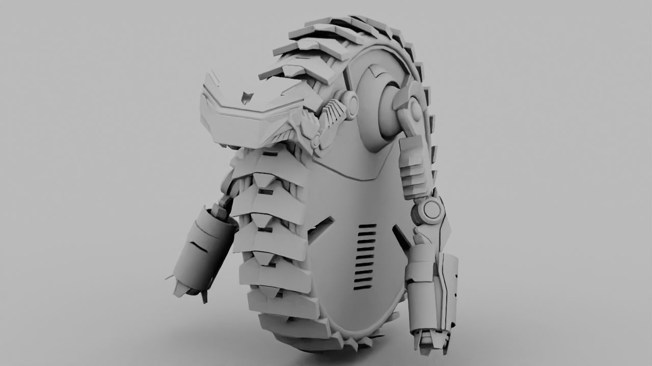 DRAGON BOT rigged - animated 3D model_17