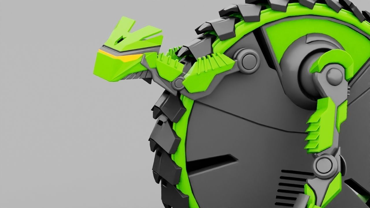 DRAGON BOT rigged - animated 3D model_7