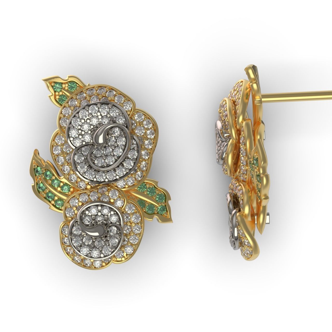 Diamond Rose Earrings 3D print model_8