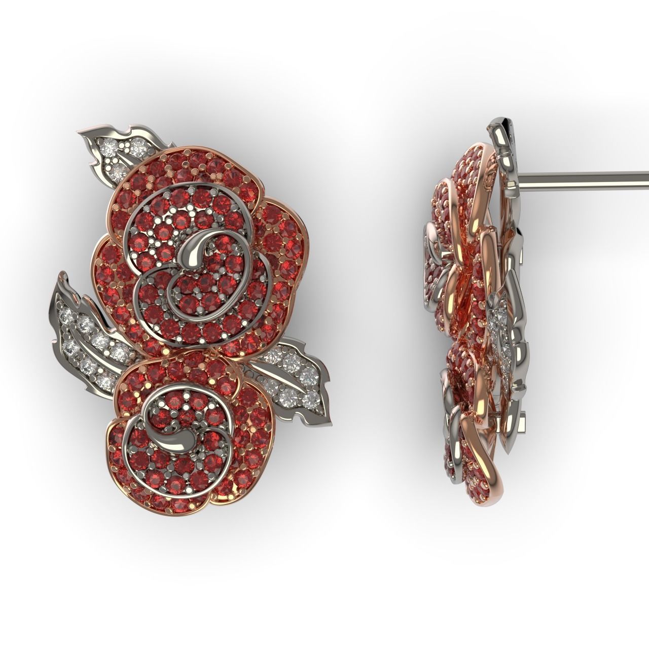 Diamond Rose Earrings 3D print model_5