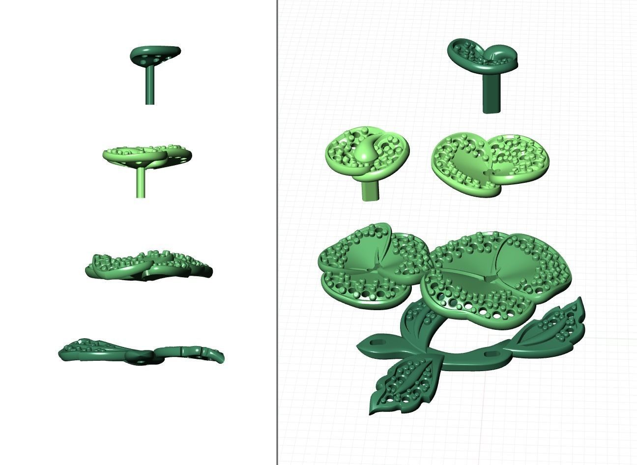 Diamond Rose Earrings 3D print model_12