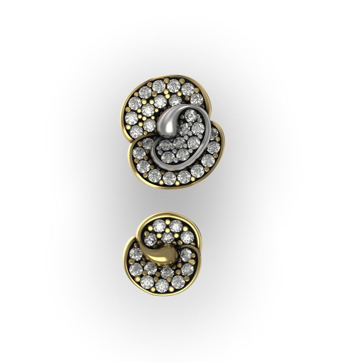 Diamond Rose Earrings 3D print model_14