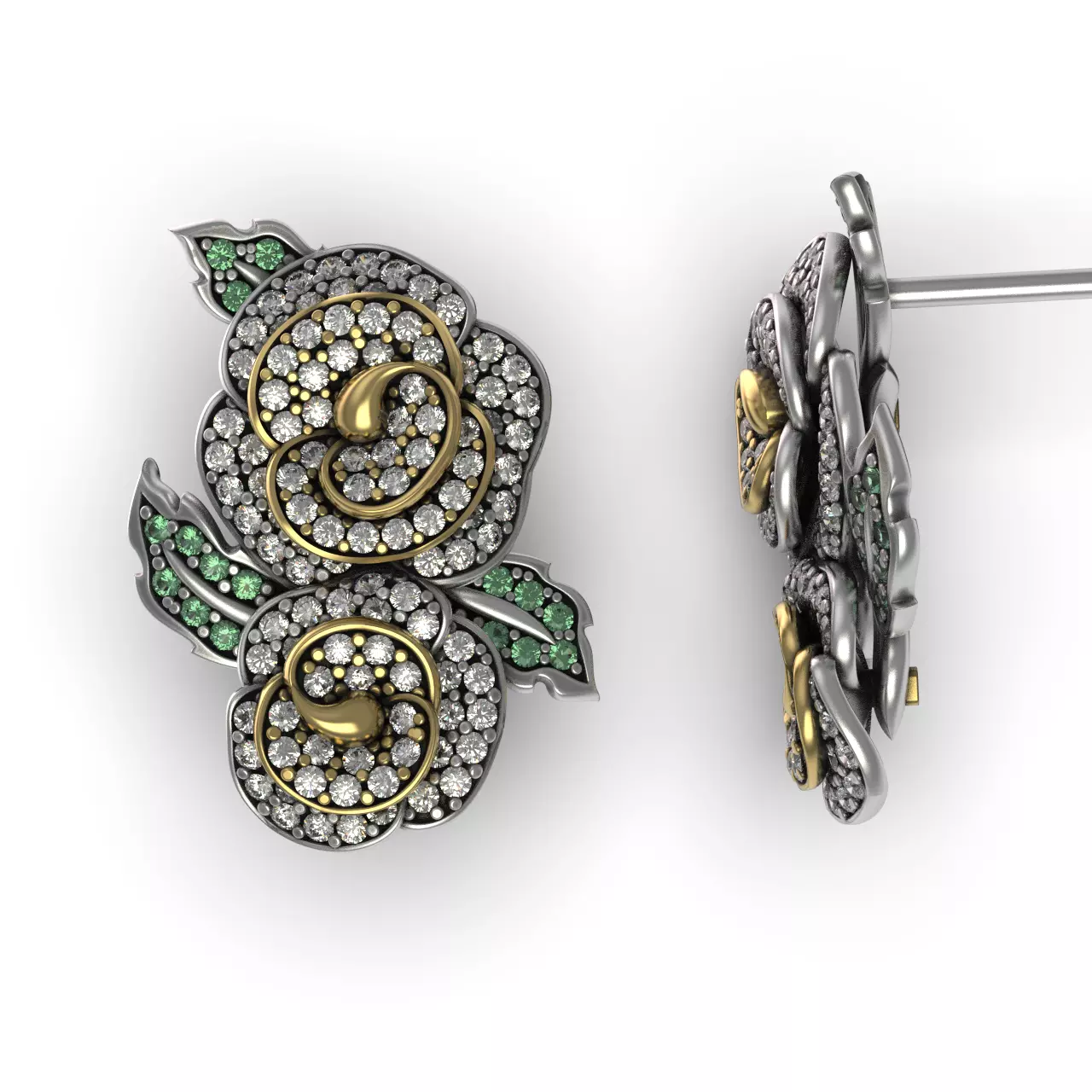 Diamond Rose Earrings 3D print model_0