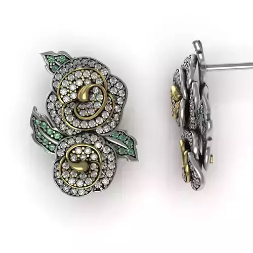 Diamond Rose Earrings 3D print model