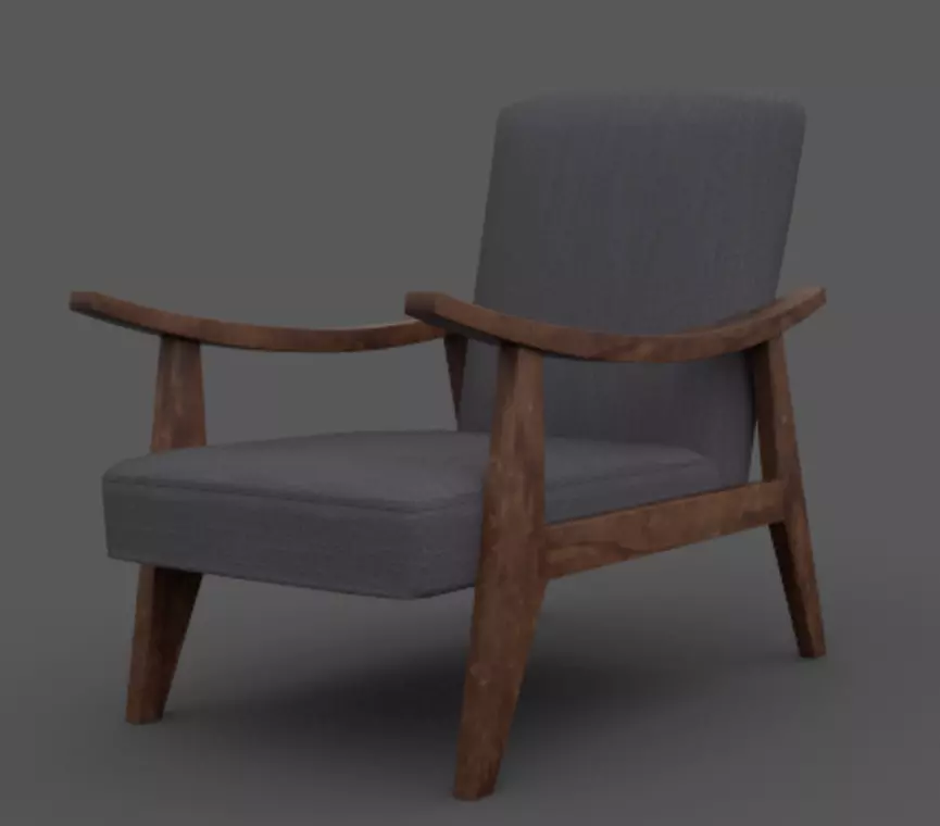 Armchair wooden lounge chair Free low-poly 3D model
