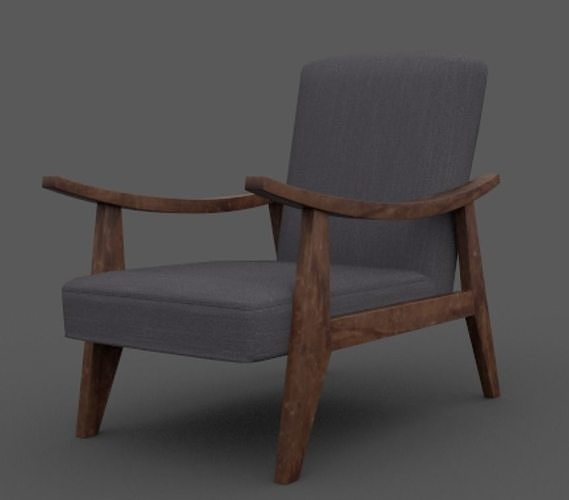 Armchair wooden lounge chair Free low-poly 3D model