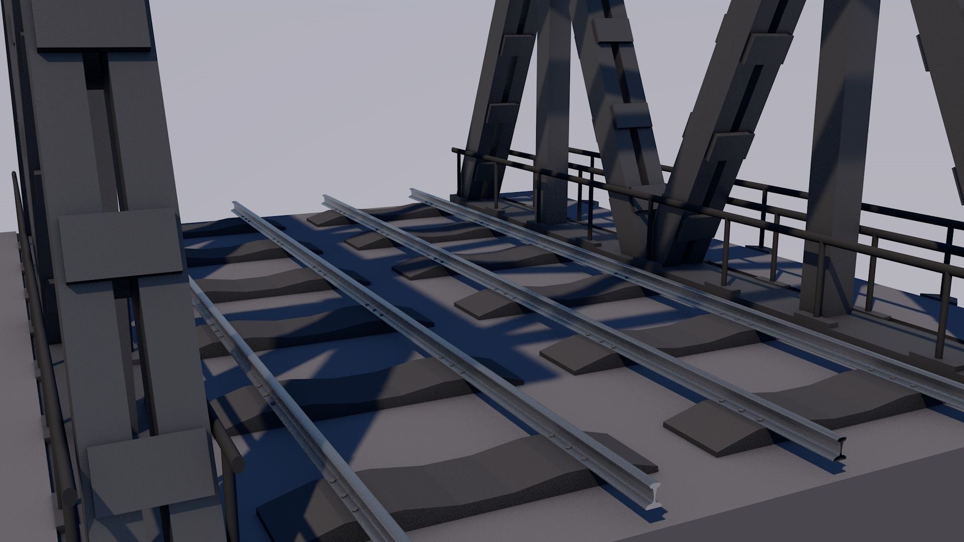 Railway bridge C4D 3D model_2