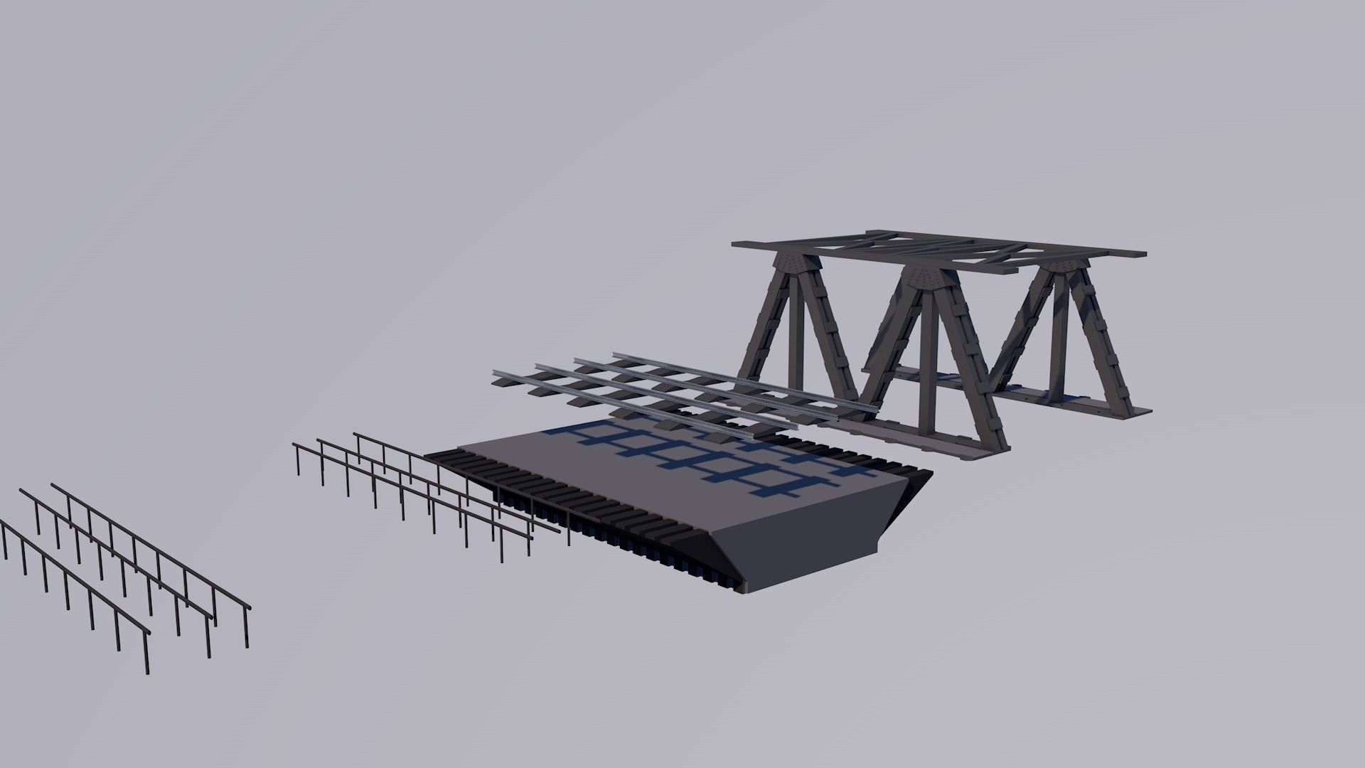 Railway bridge C4D 3D model_3