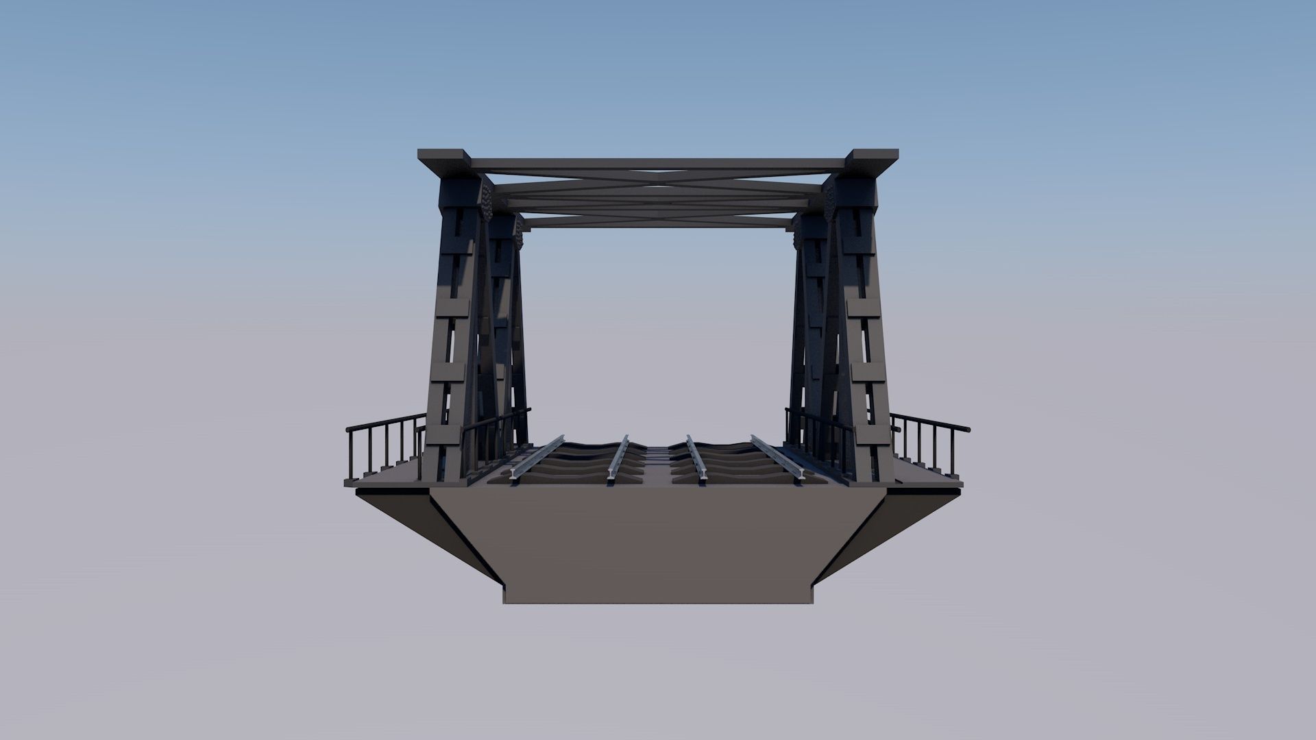 Railway bridge C4D 3D model_6