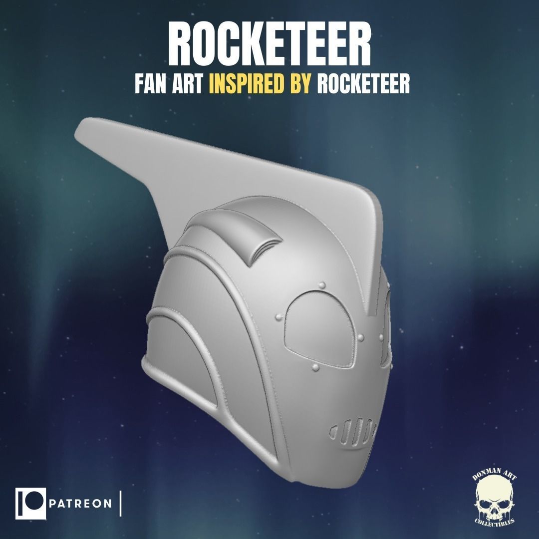 Rocketeer fan art head inspired by Rocketeer for action figures 3D print model_3