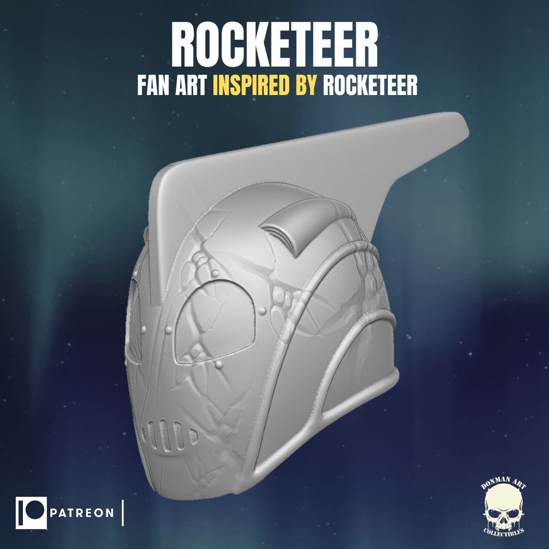 Rocketeer fan art head inspired by Rocketeer for action figures 3D print model_8