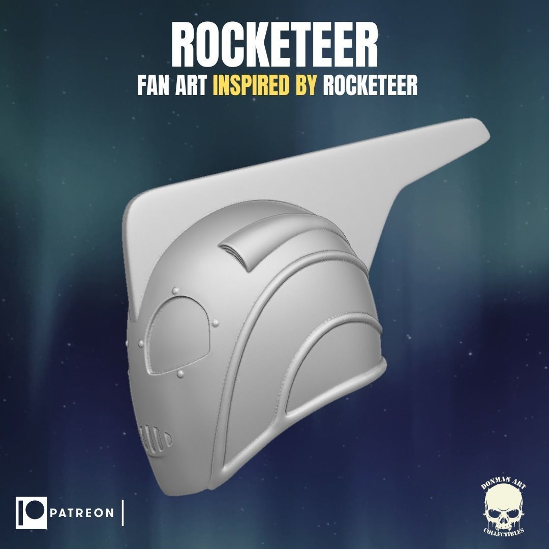 Rocketeer fan art head inspired by Rocketeer for action figures 3D print model_20