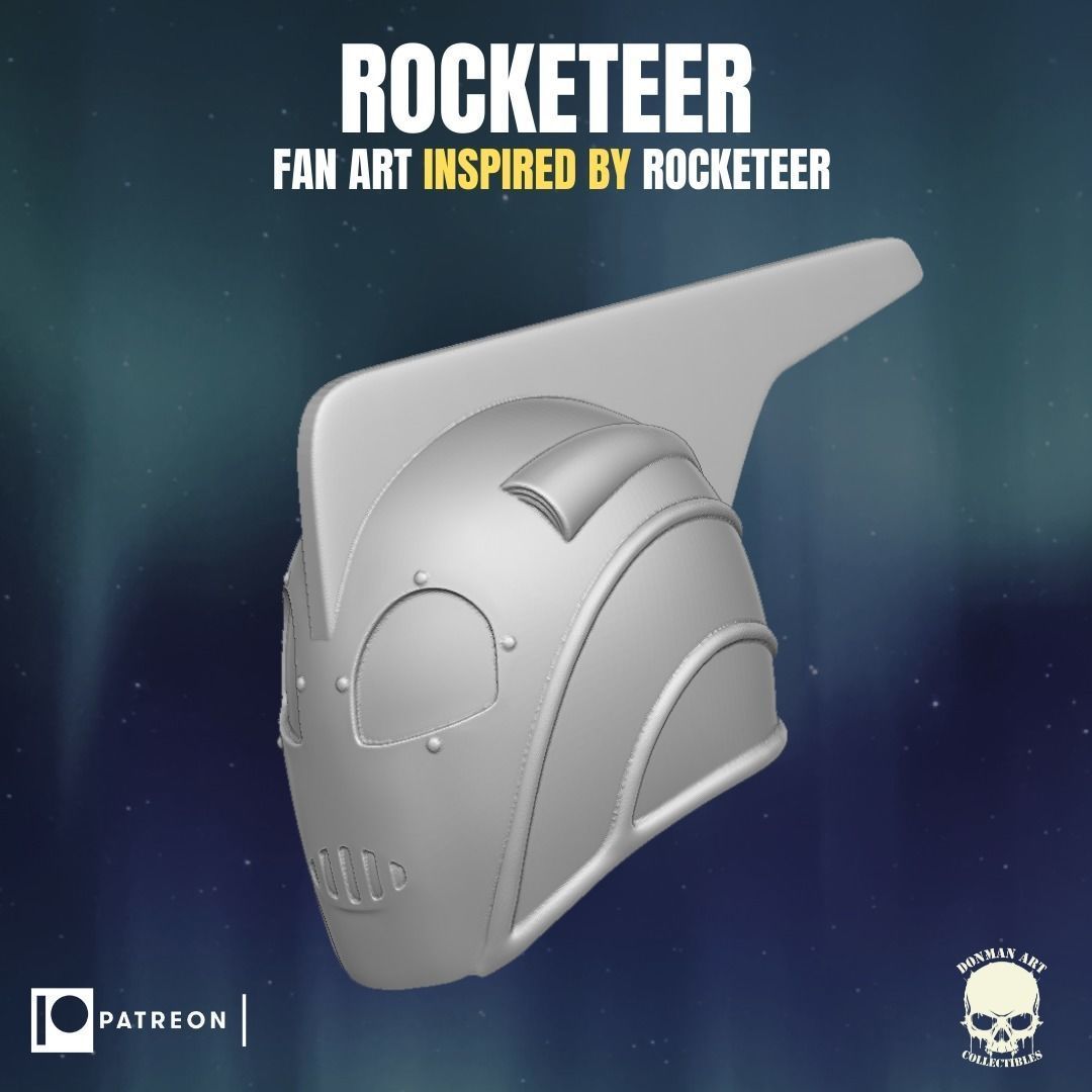 Rocketeer fan art head inspired by Rocketeer for action figures 3D print model_2