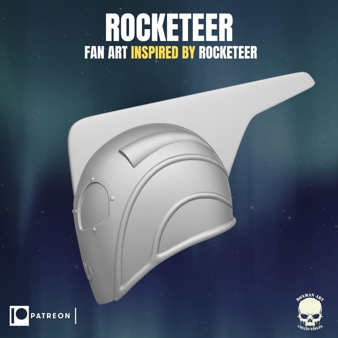 Rocketeer fan art head inspired by Rocketeer for action figures 3D print model_4