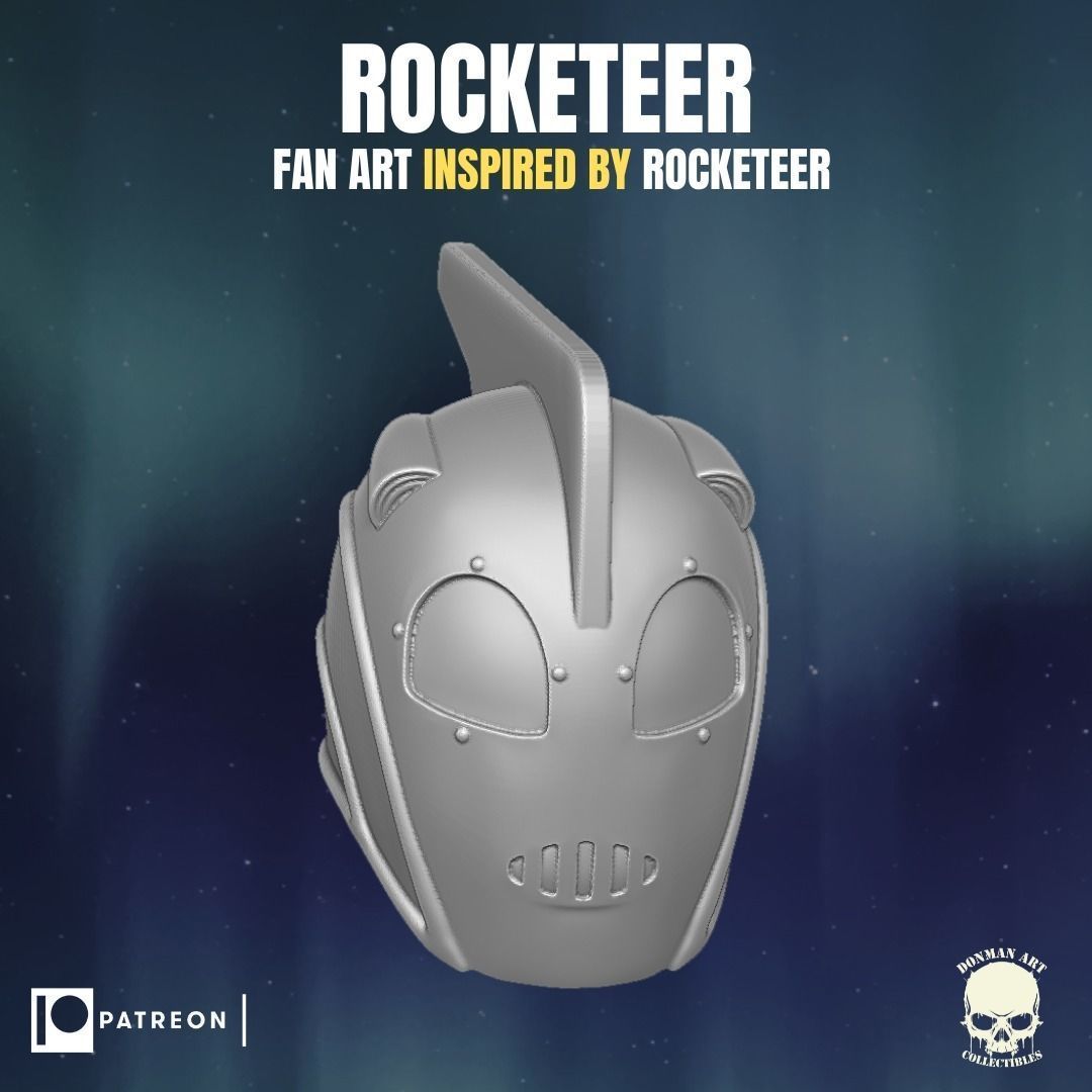 Rocketeer fan art head inspired by Rocketeer for action figures 3D print model_15
