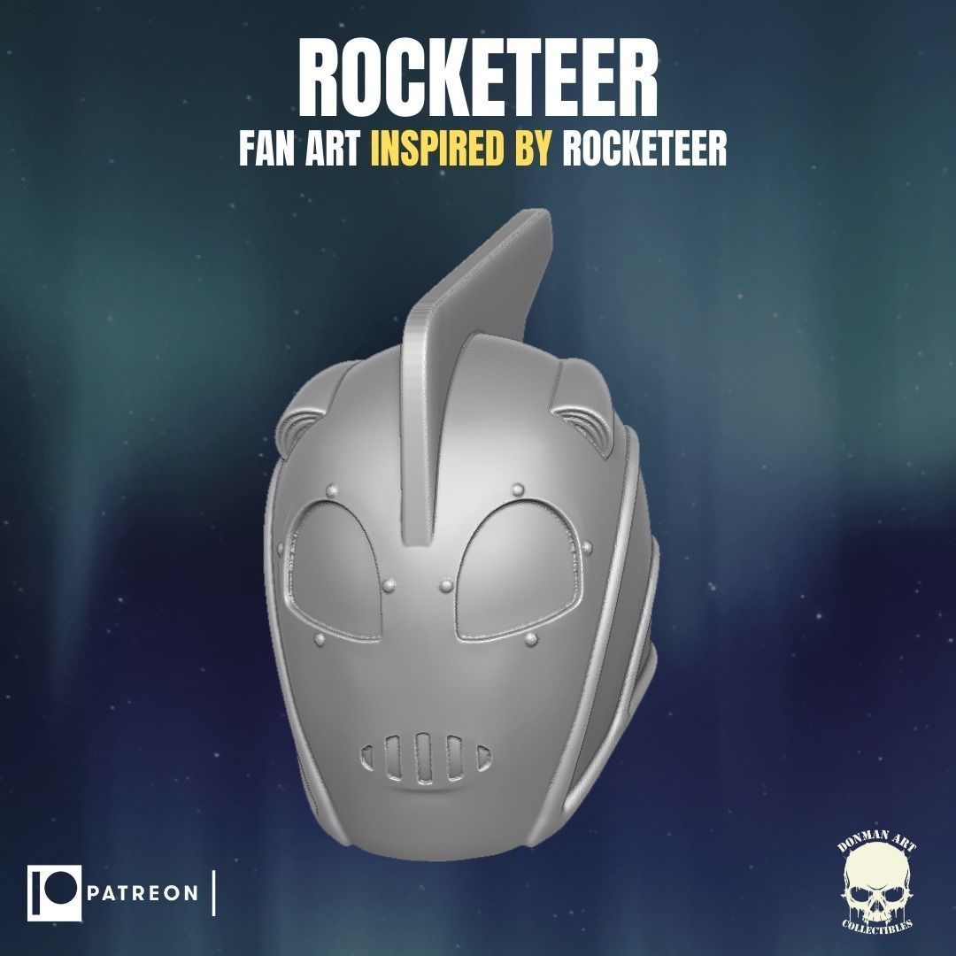 Rocketeer fan art head inspired by Rocketeer for action figures 3D print model_14