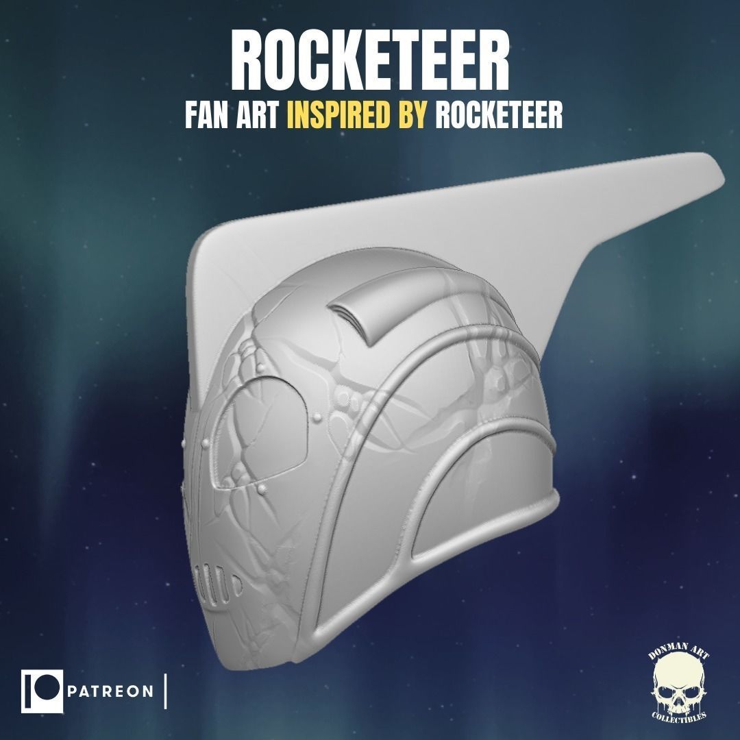 Rocketeer fan art head inspired by Rocketeer for action figures 3D print model_10