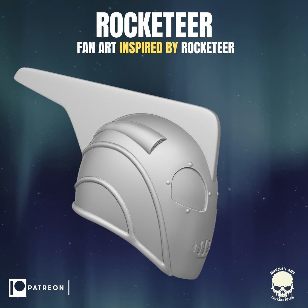 Rocketeer fan art head inspired by Rocketeer for action figures 3D print model_1