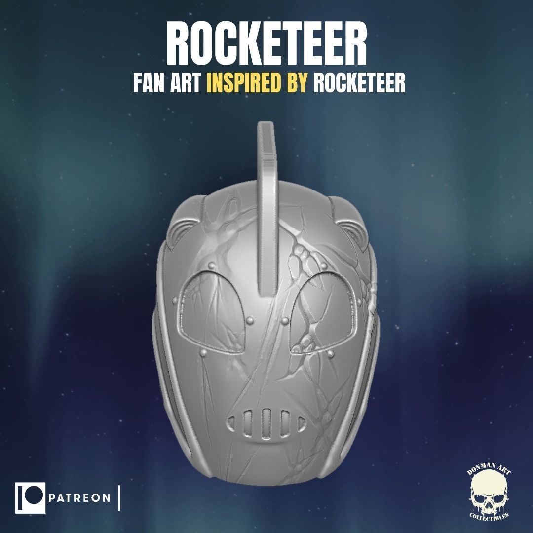 Rocketeer fan art head inspired by Rocketeer for action figures 3D print model_6