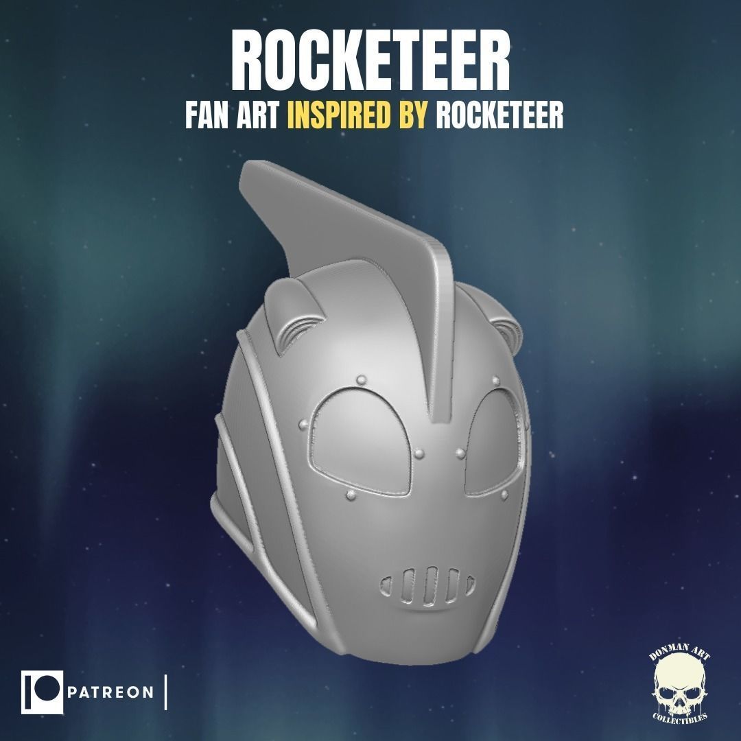 Rocketeer fan art head inspired by Rocketeer for action figures 3D print model_17