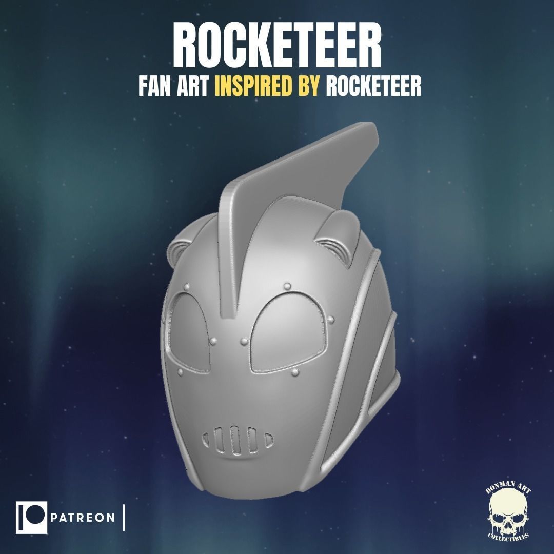 Rocketeer fan art head inspired by Rocketeer for action figures 3D print model_16