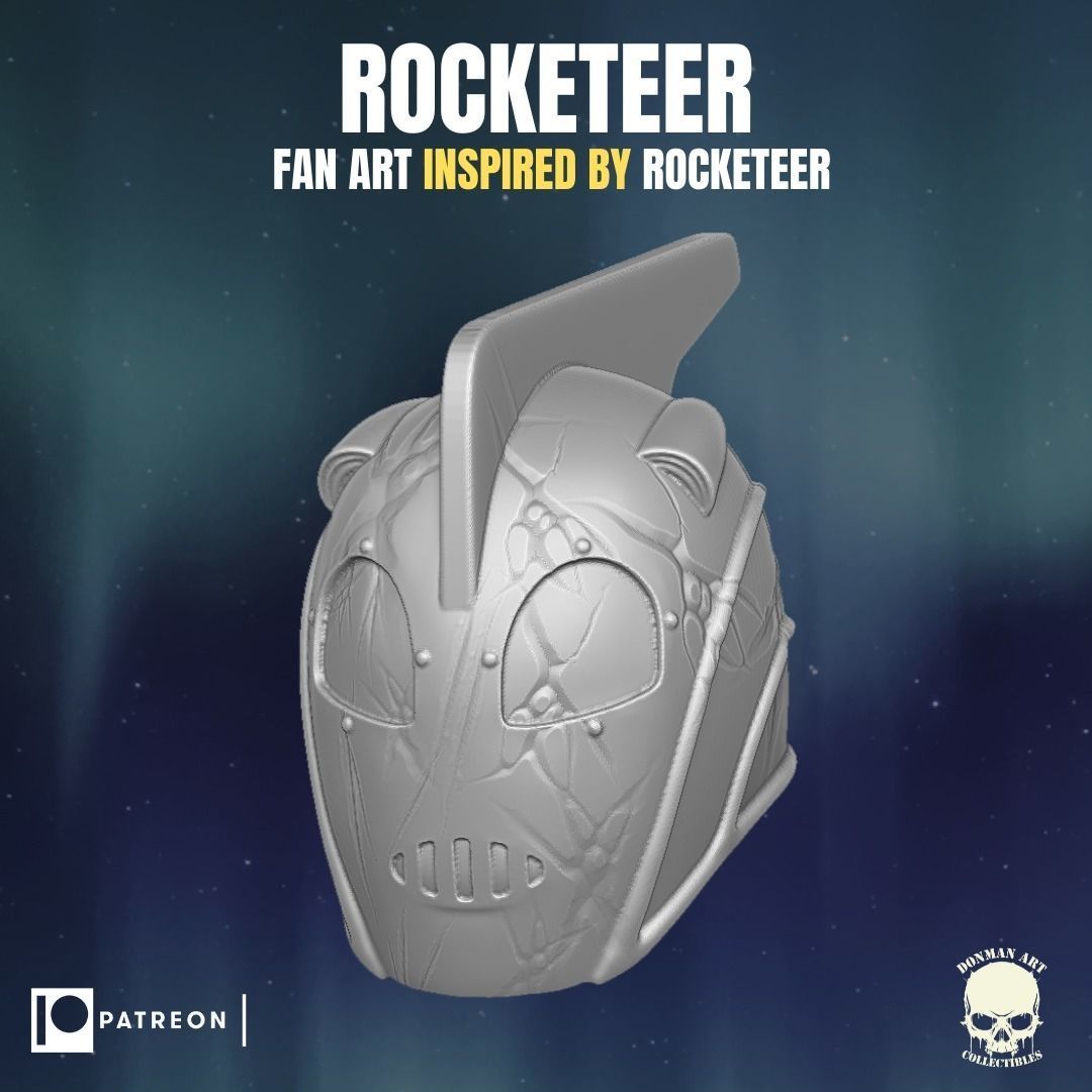 Rocketeer fan art head inspired by Rocketeer for action figures 3D print model_7