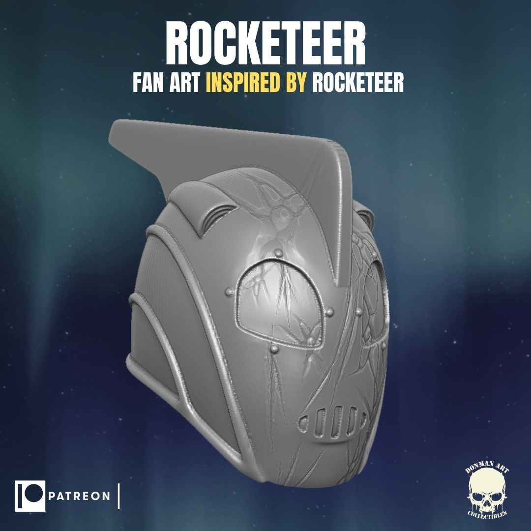 Rocketeer fan art head inspired by Rocketeer for action figures 3D print model_13