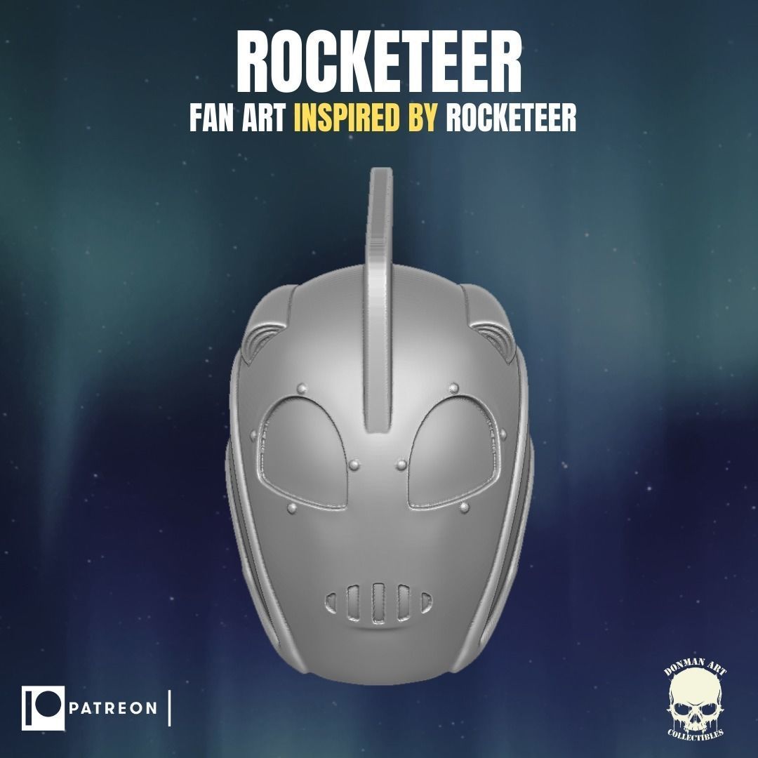 Rocketeer fan art head inspired by Rocketeer for action figures 3D print model_11
