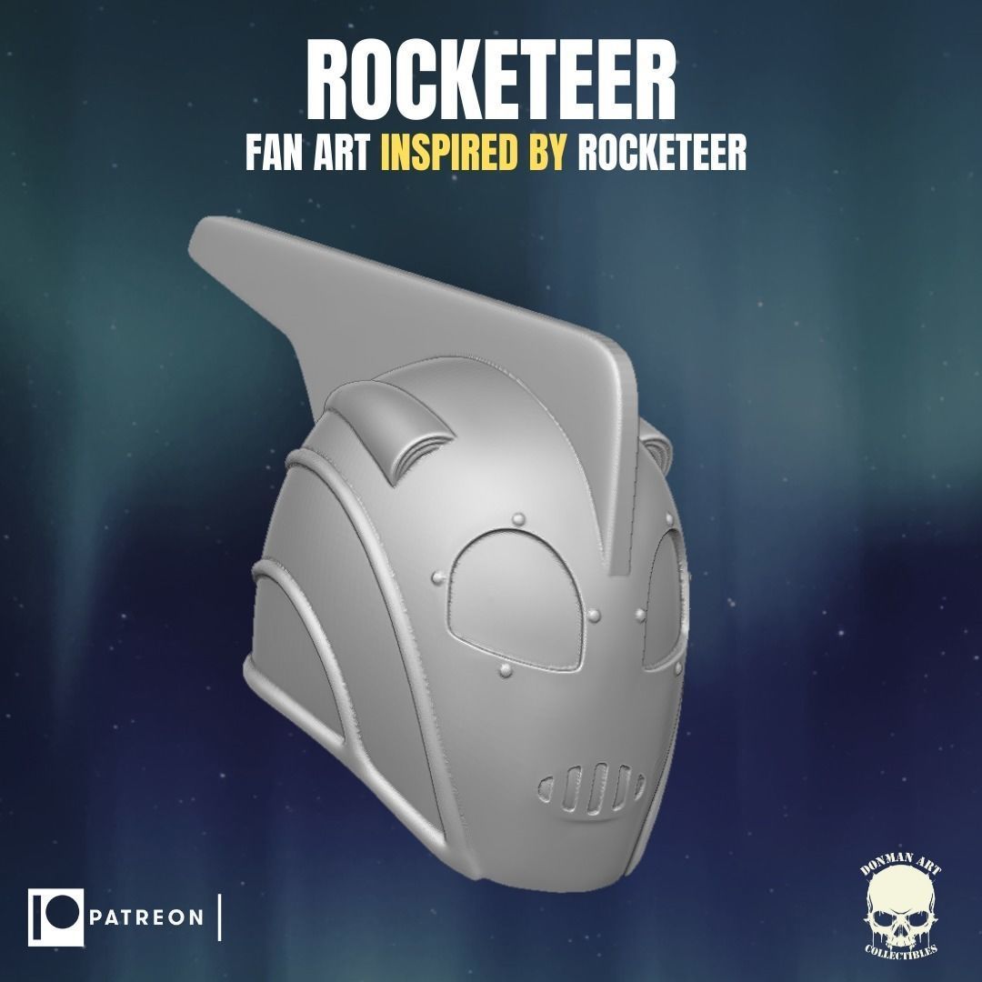 Rocketeer fan art head inspired by Rocketeer for action figures 3D print model_19