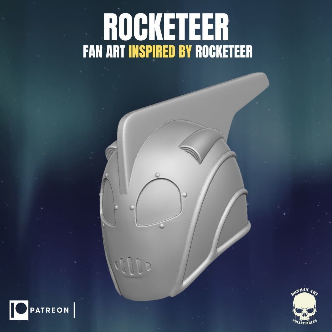 Rocketeer fan art head inspired by Rocketeer for action figures 3D print model_18