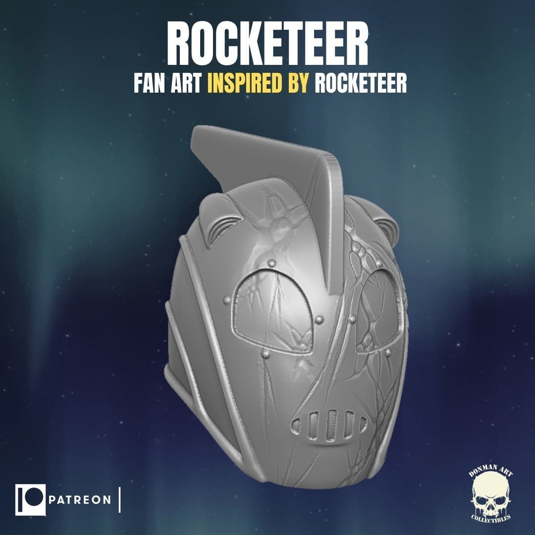 Rocketeer fan art head inspired by Rocketeer for action figures 3D print model_9