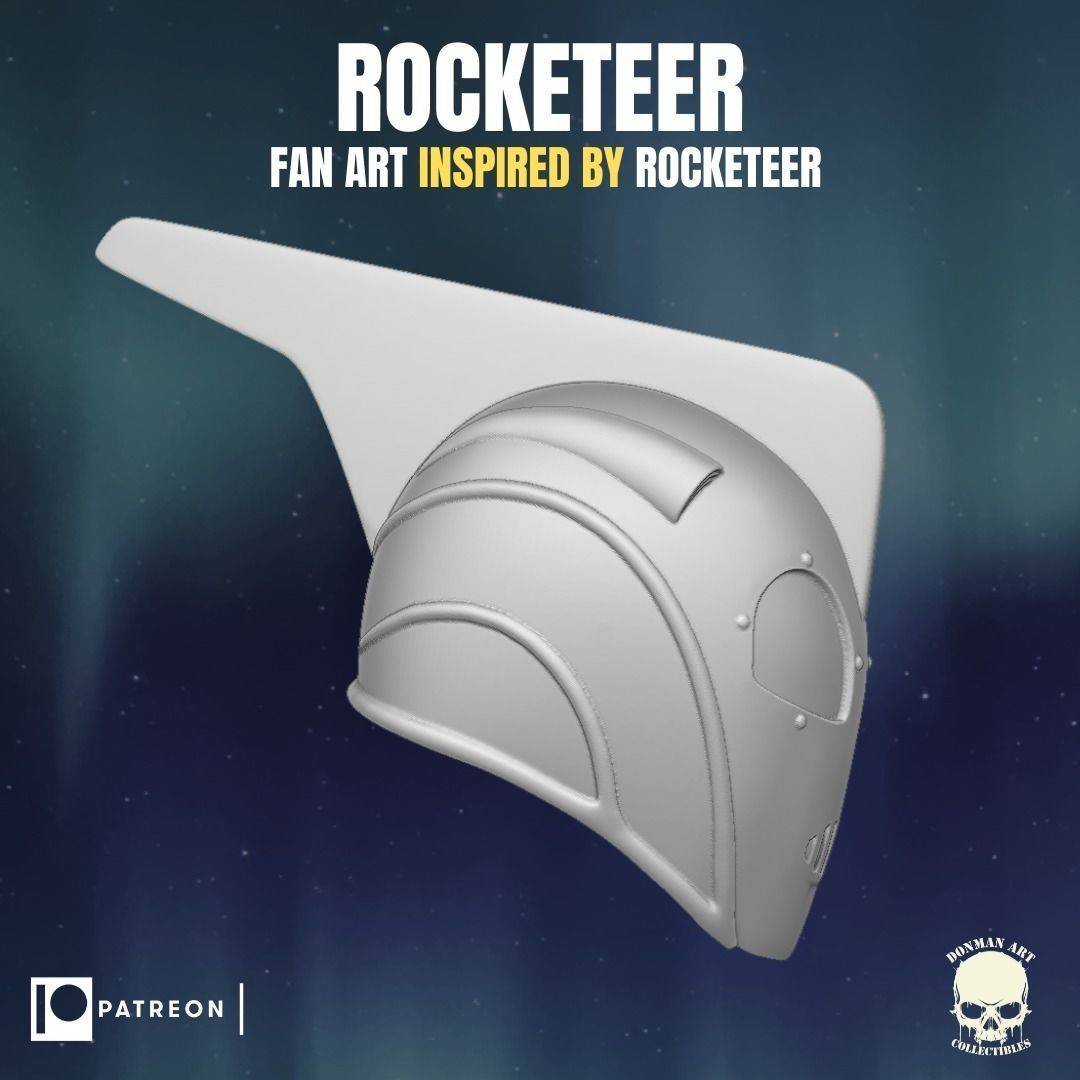 Rocketeer fan art head inspired by Rocketeer for action figures 3D print model_5