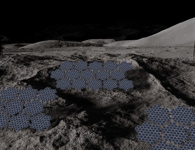 Moon surface with hexagonal solar cells v1 3D model
